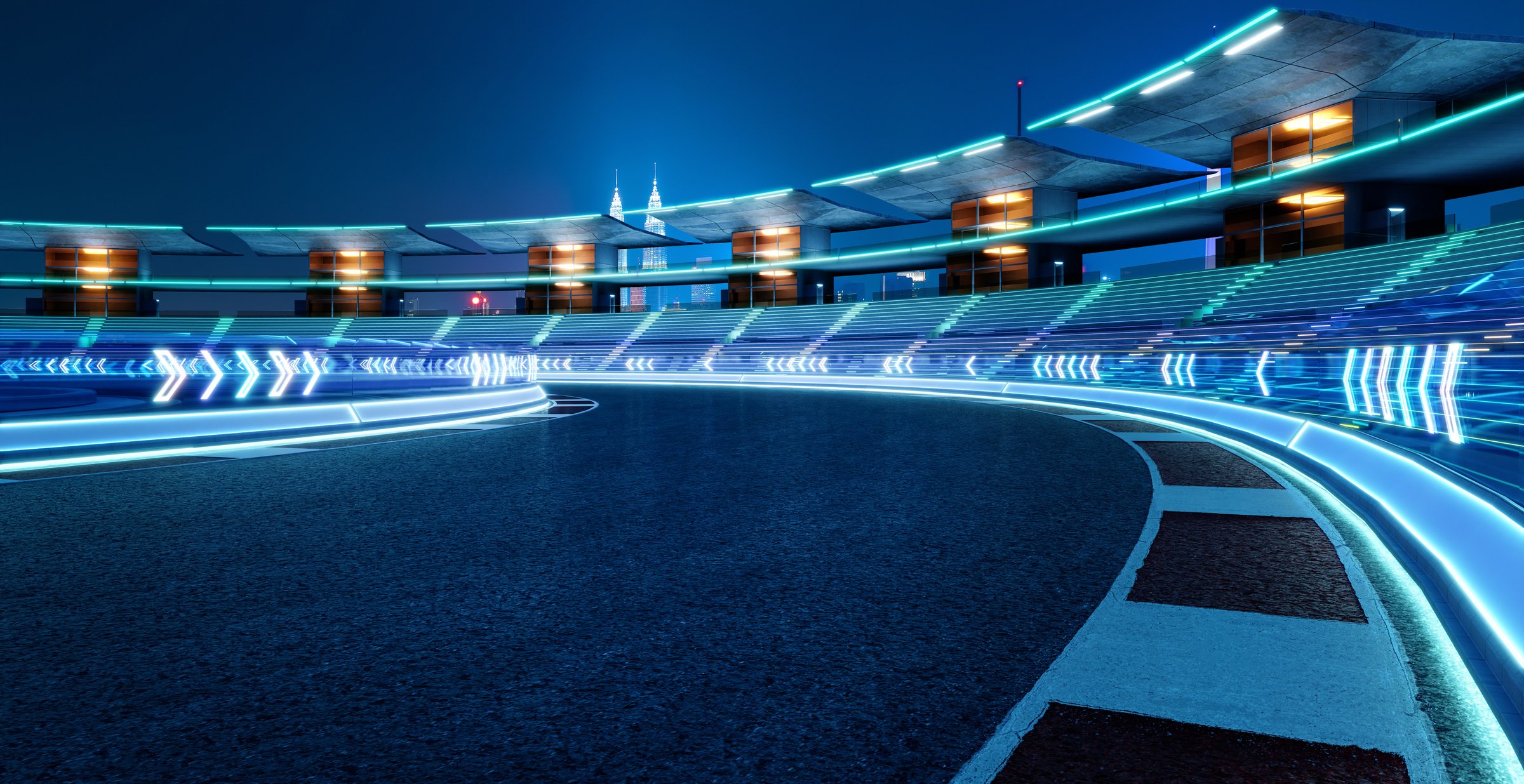 3d rendering does not exist futuristic Racetrack